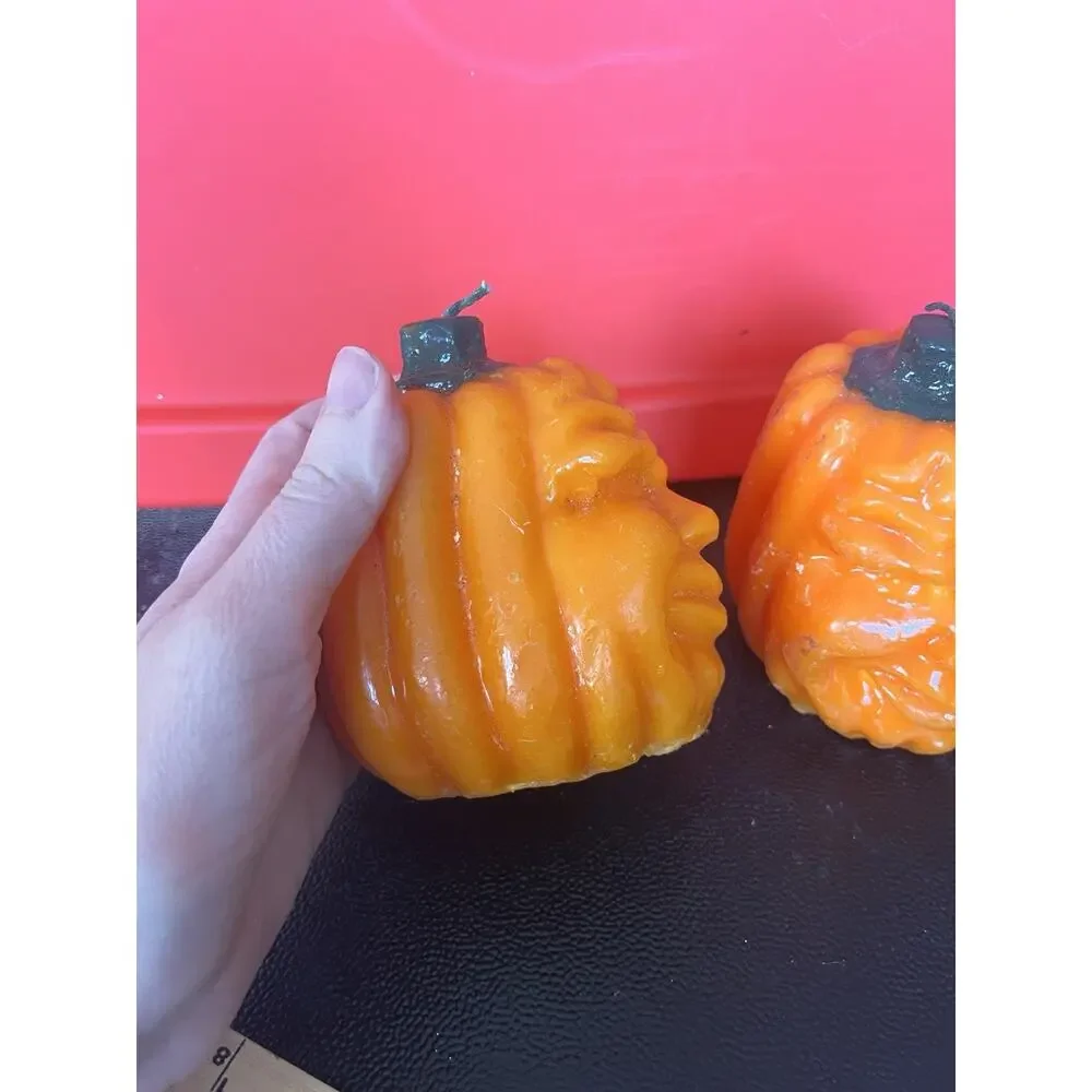 Vintage 1980’s Todd Masters Jack O Lantern Pumpkin Candles Halloween Faces Set 2
